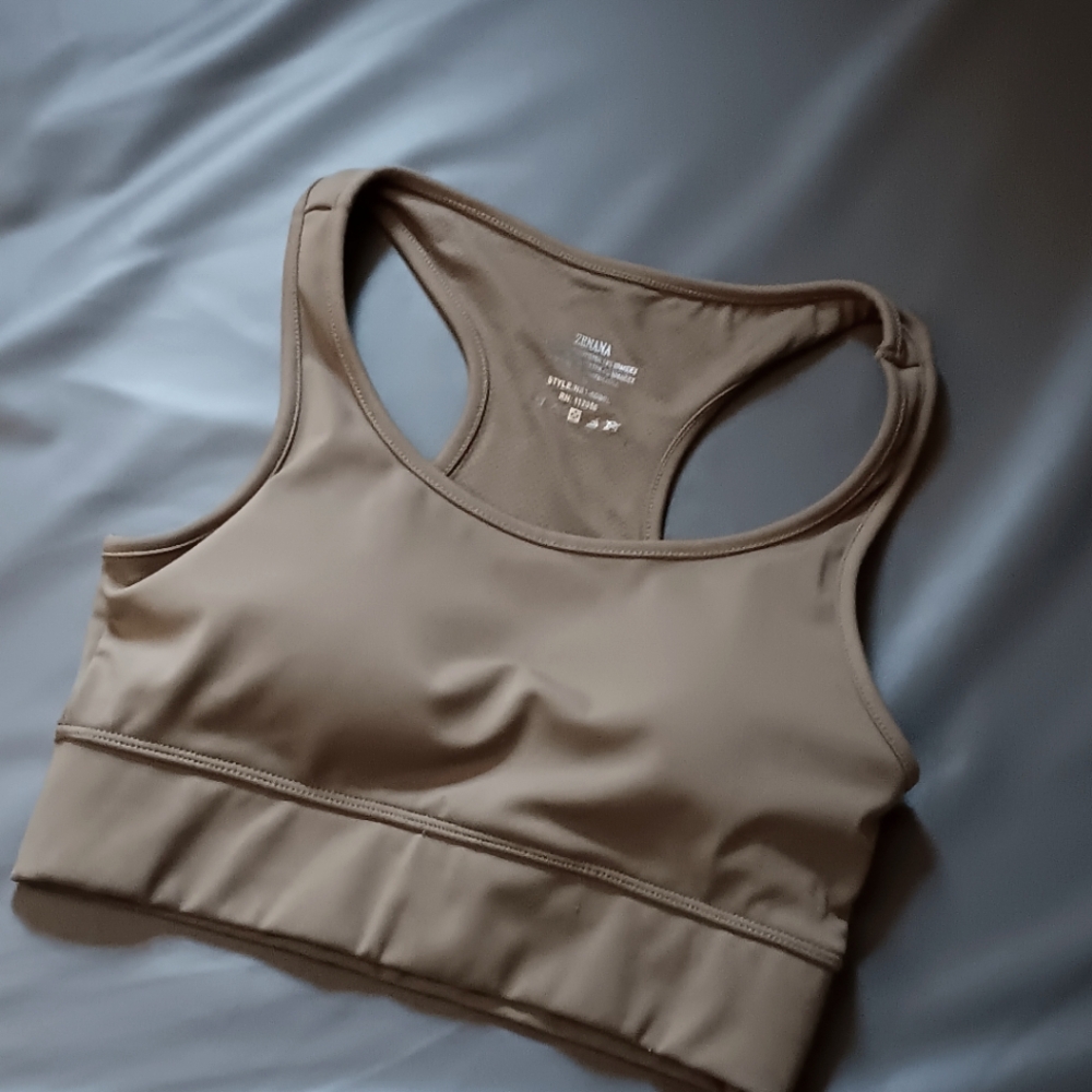 ZENANA Olive Green Sports Bra with Racerback Design